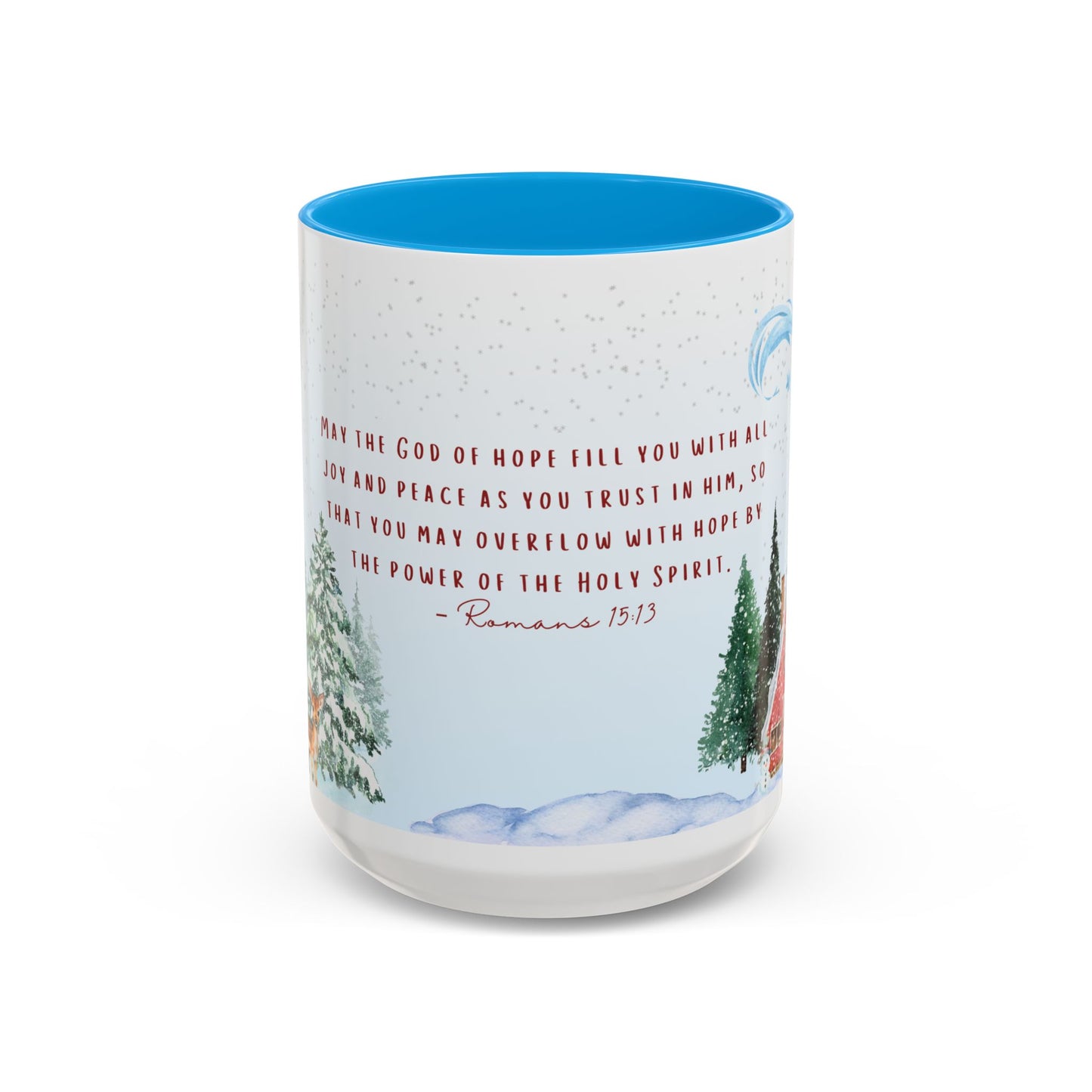 Romans 15:13 Winter Scripture Mug – Christian Christmas Coffee Cup