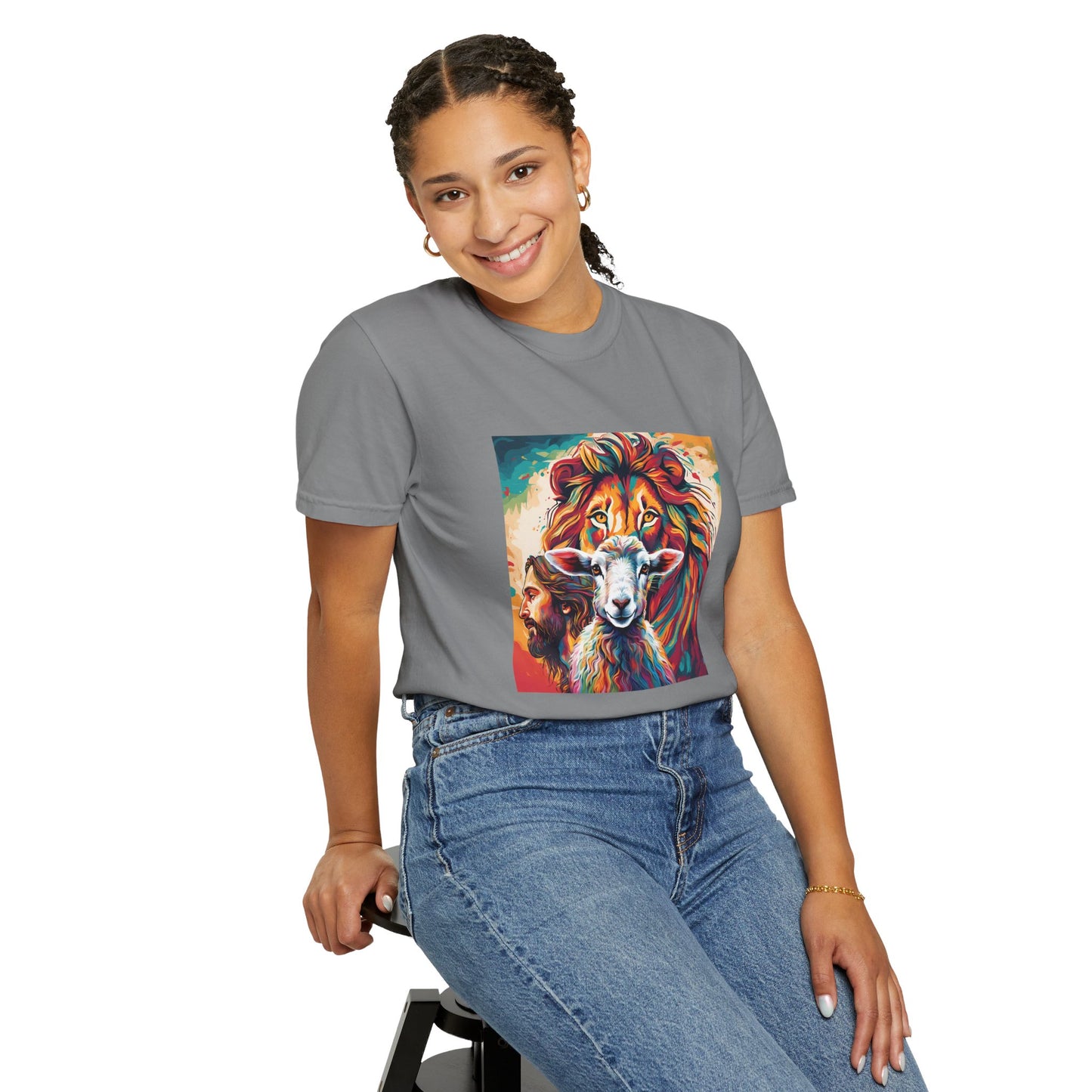 Jesus, Lion, & Lamb Unisex Garment-Dyed T-shirt