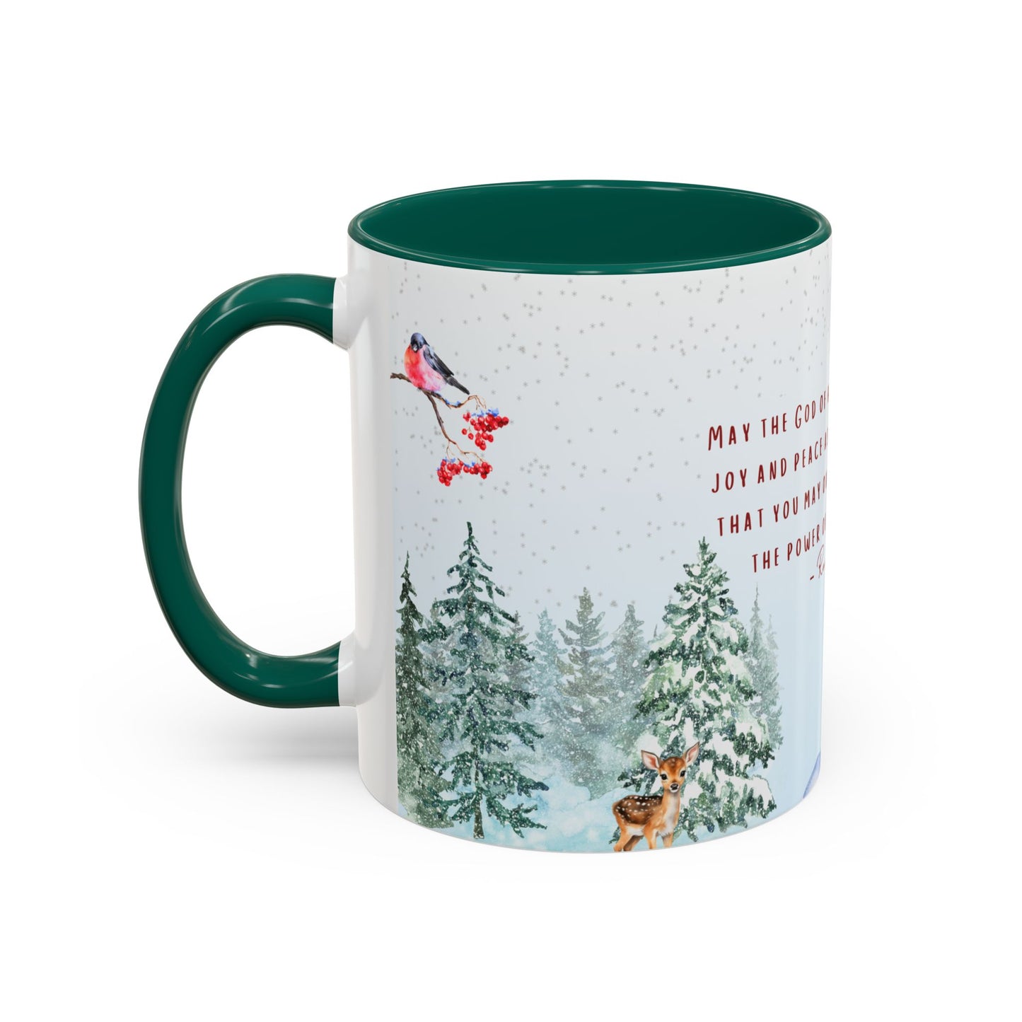 Romans 15:13 Winter Scripture Mug – Christian Christmas Coffee Cup