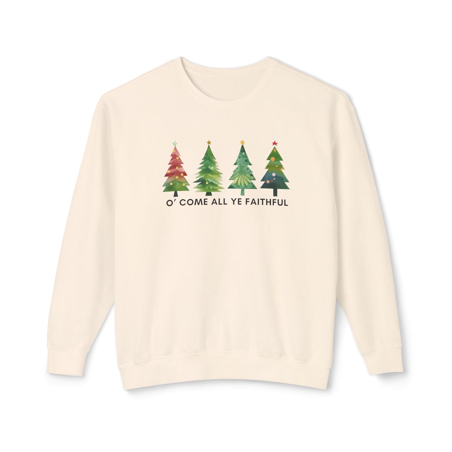 Christmas Tree Unisex Lightweight Crewneck Sweatshirt - O' Come All Ye Faithful