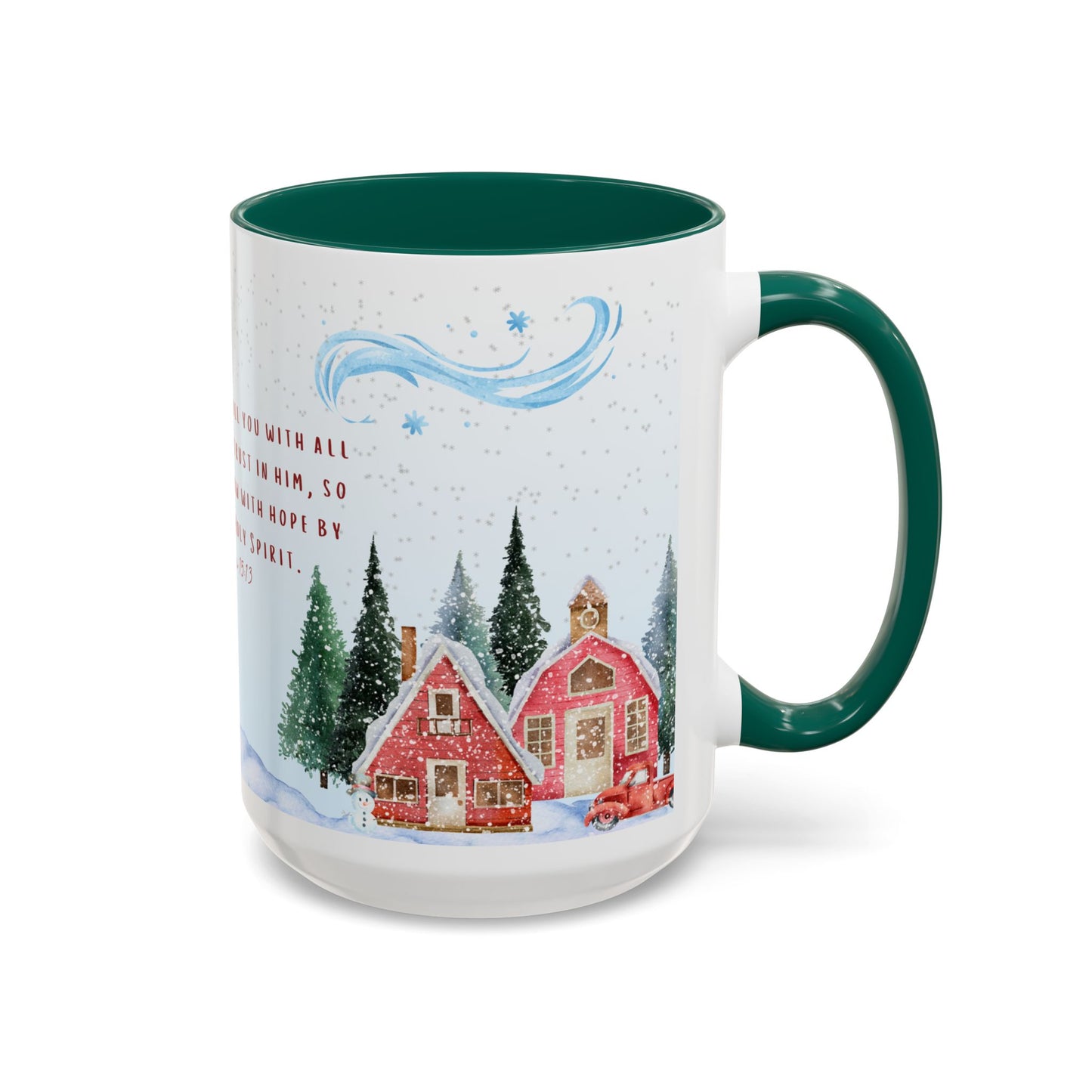 Romans 15:13 Winter Scripture Mug – Christian Christmas Coffee Cup