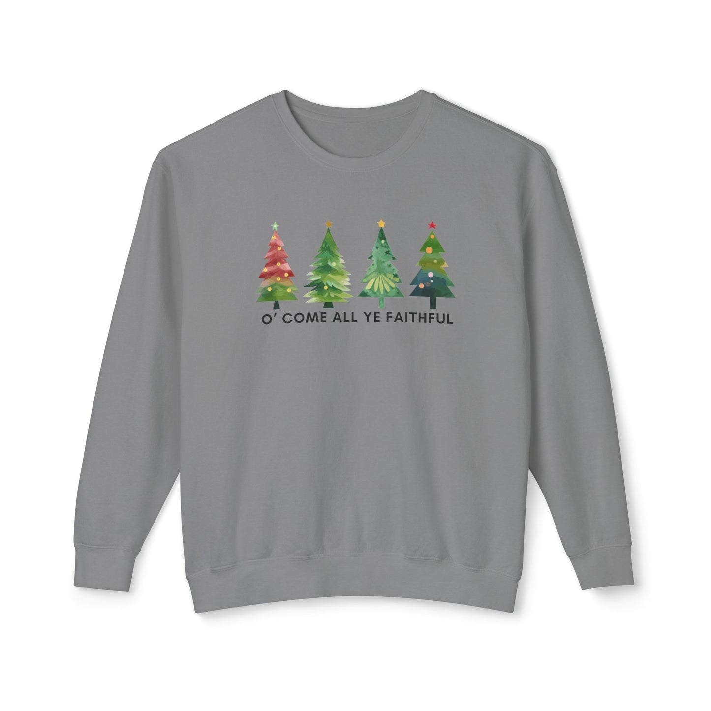 Christmas Tree Unisex Lightweight Crewneck Sweatshirt - O' Come All Ye Faithful