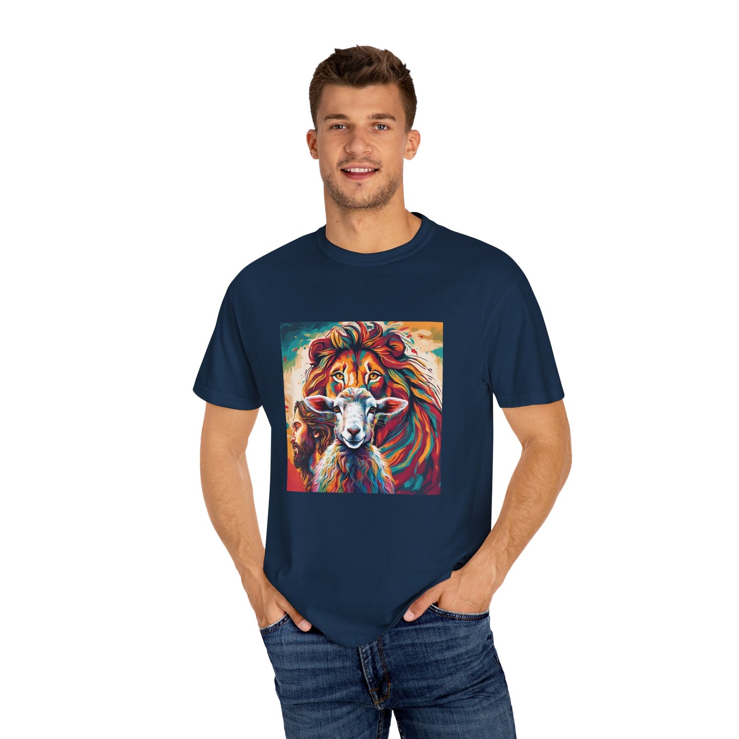 Jesus, Lion, & Lamb Unisex Garment-Dyed T-shirt