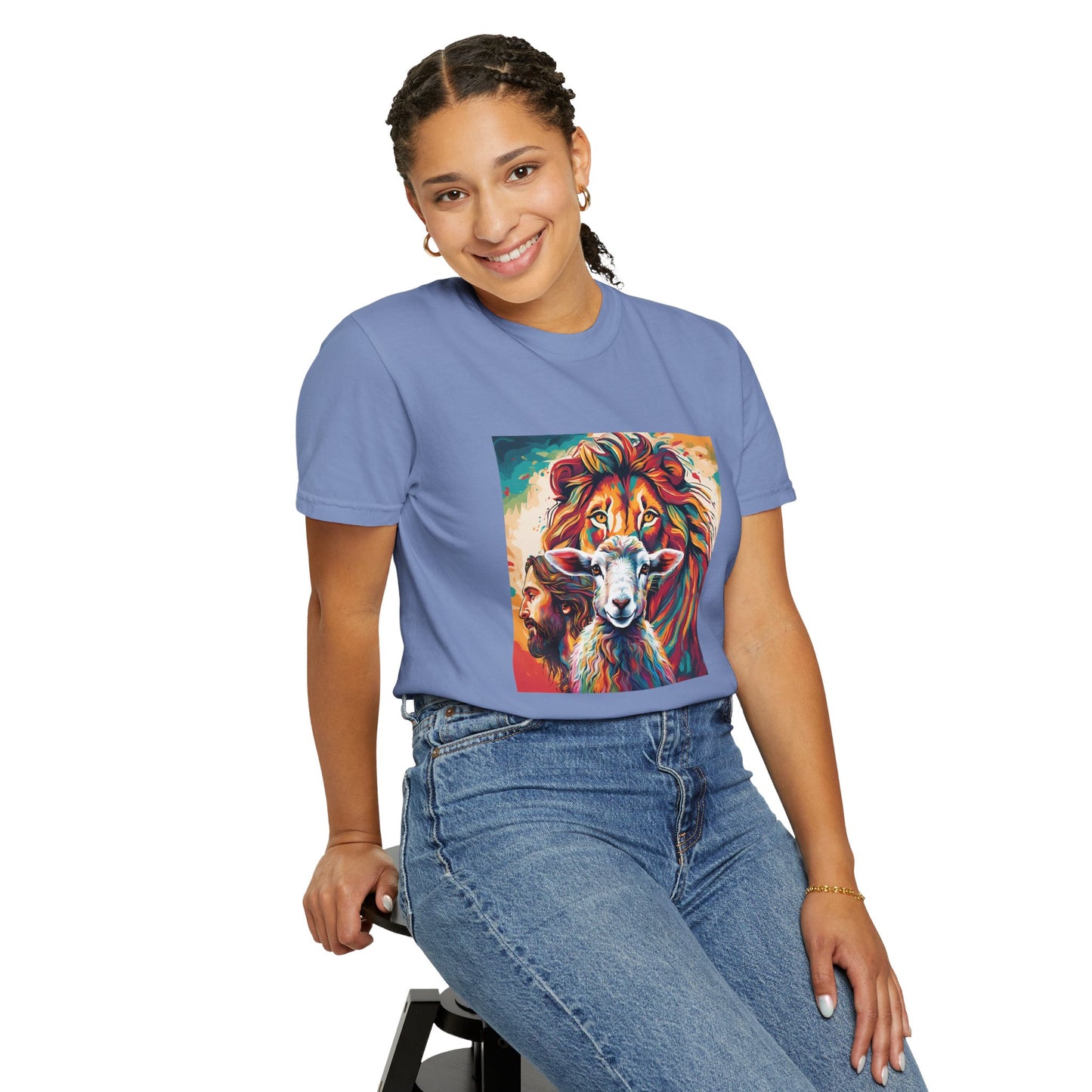 Jesus, Lion, & Lamb Unisex Garment-Dyed T-shirt