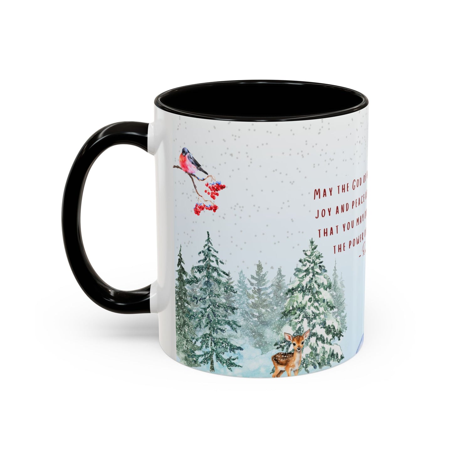 Romans 15:13 Winter Scripture Mug – Christian Christmas Coffee Cup