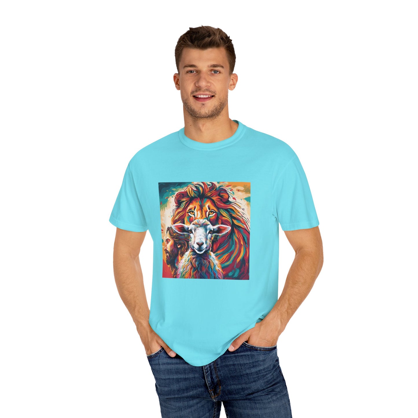 Jesus, Lion, & Lamb Unisex Garment-Dyed T-shirt