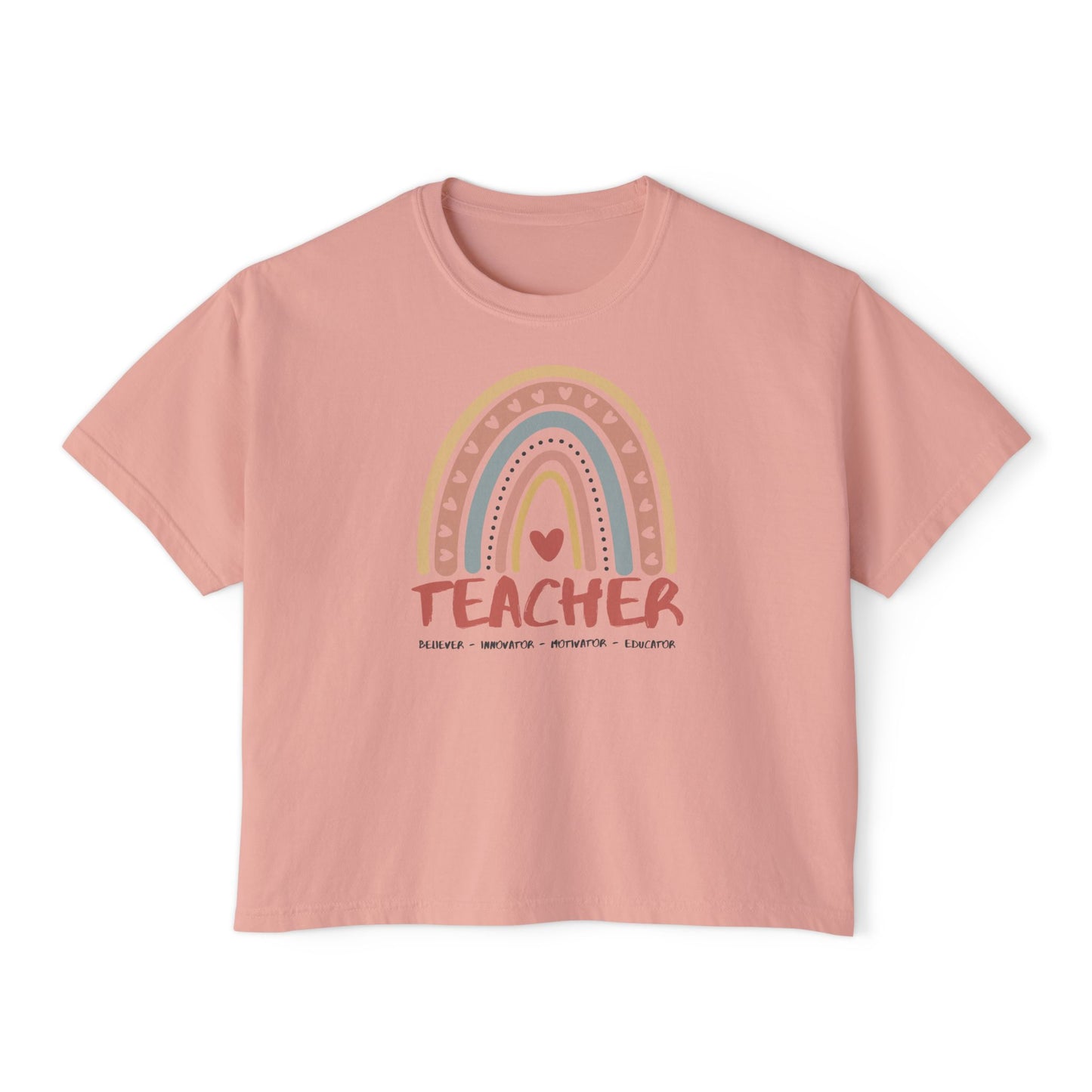 TEACHER Definition Boxy Tee – Believer, Innovator, Motivator, Educator | Inspirational Women's Graphic T-Shirt