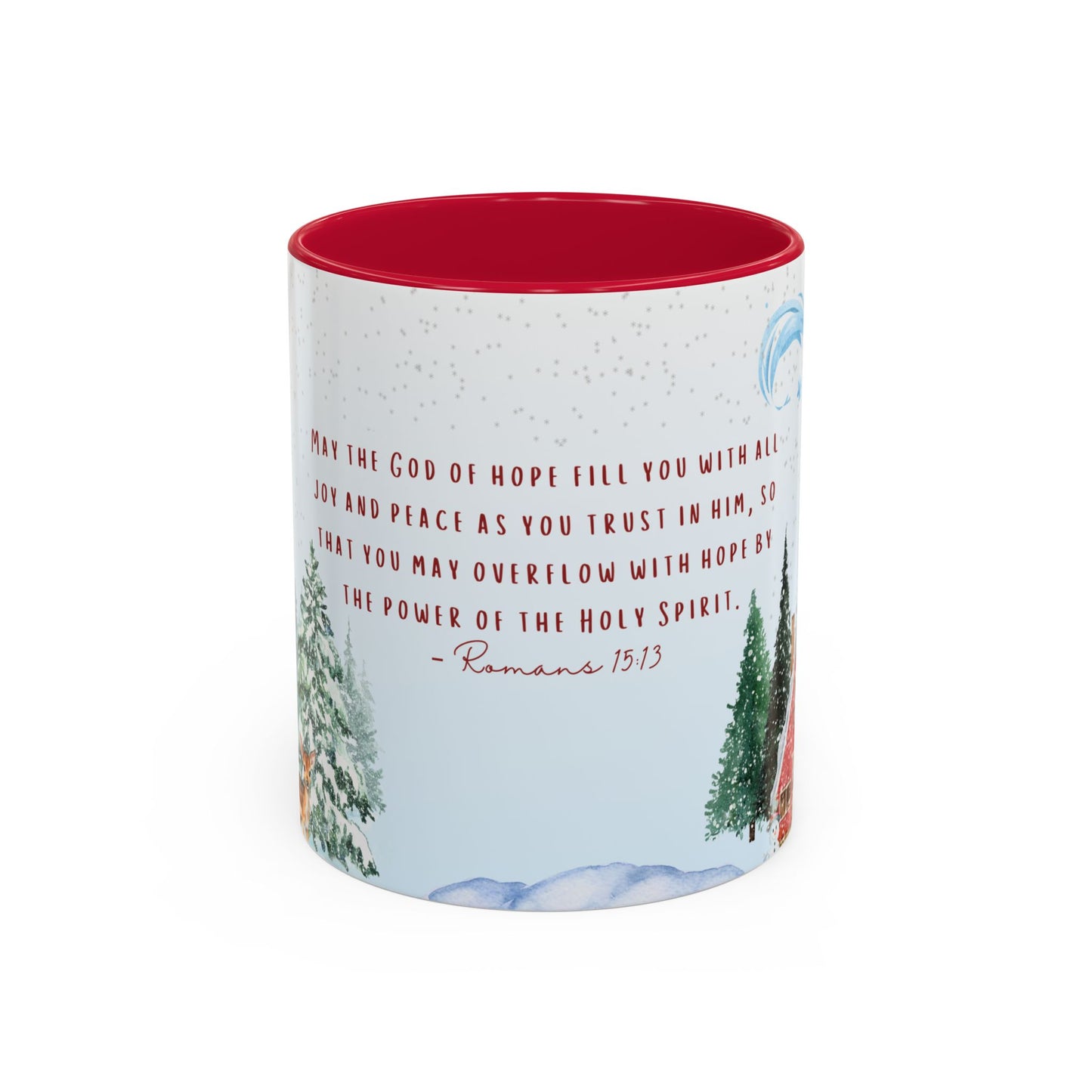 Romans 15:13 Winter Scripture Mug – Christian Christmas Coffee Cup
