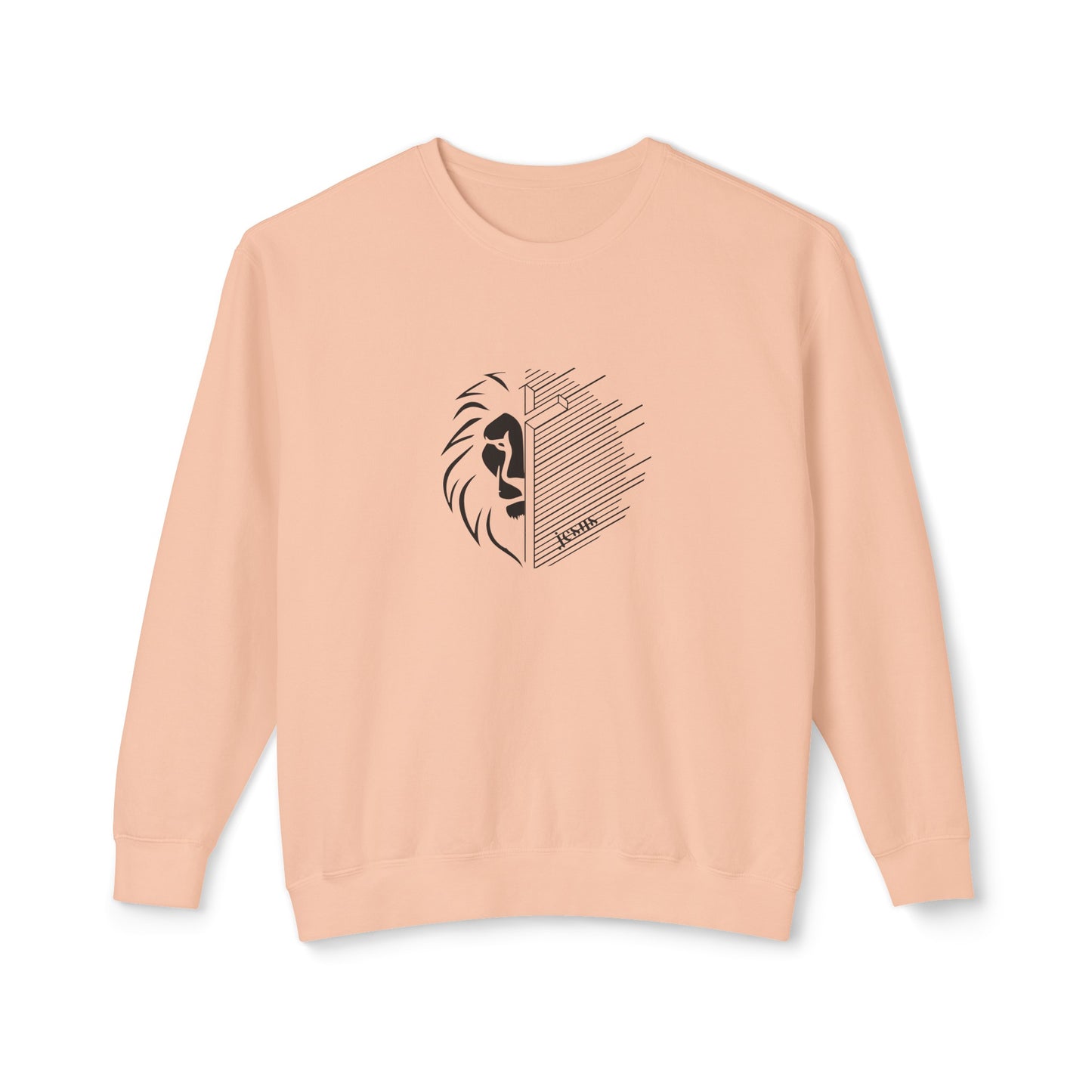 Jesus Lion Black Print Unisex Lightweight Crewneck Sweatshirt