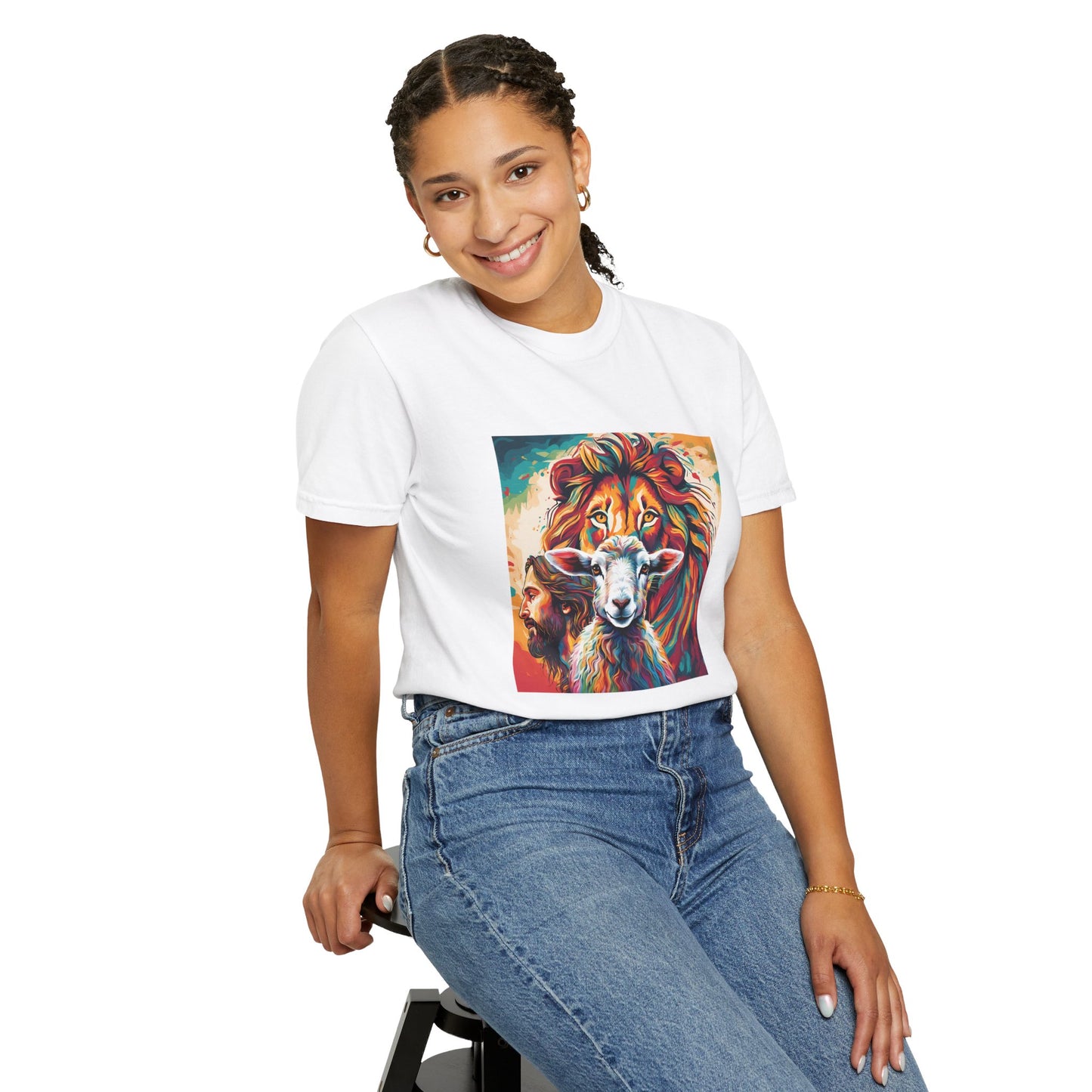 Jesus, Lion, & Lamb Unisex Garment-Dyed T-shirt