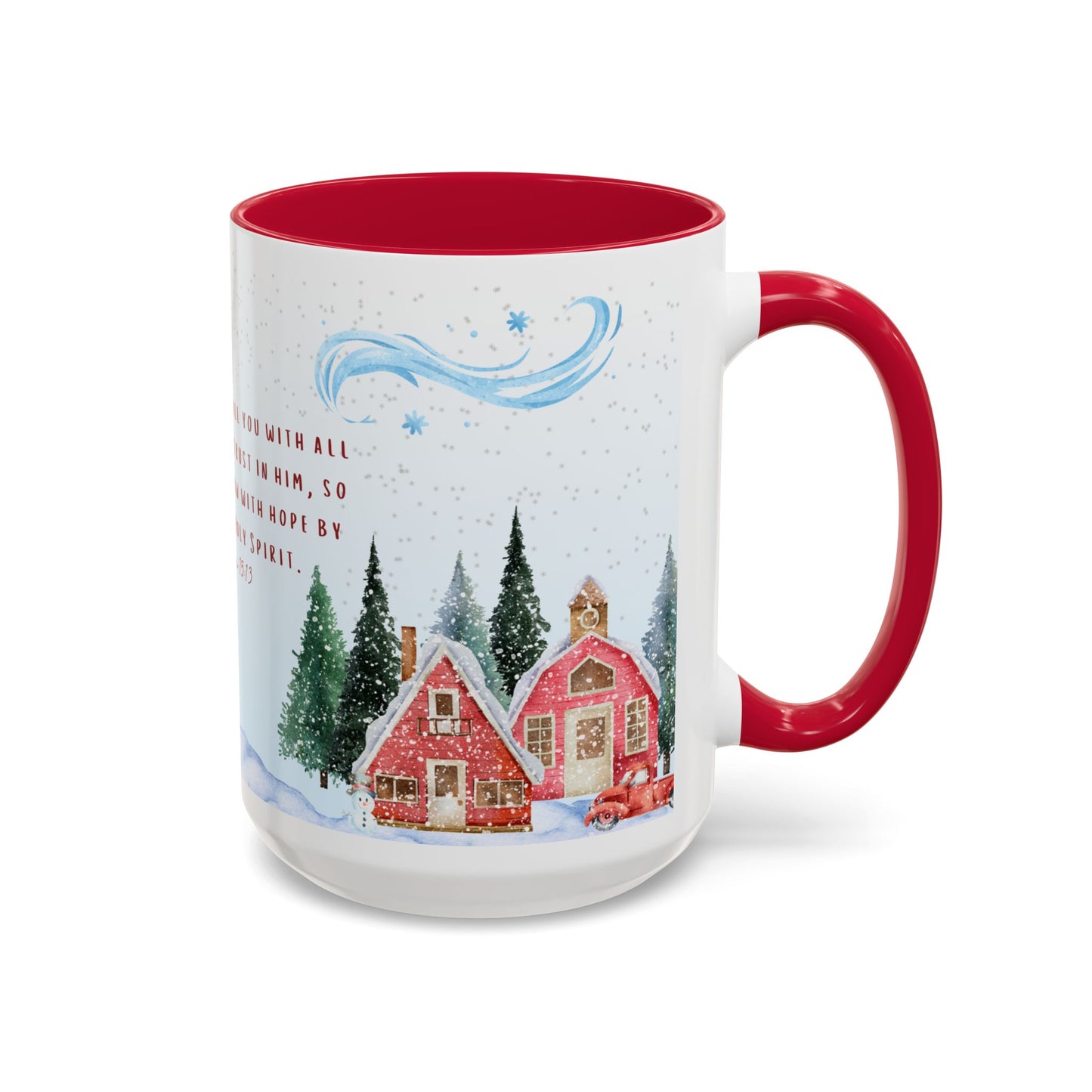 Romans 15:13 Winter Scripture Mug – Christian Christmas Coffee Cup