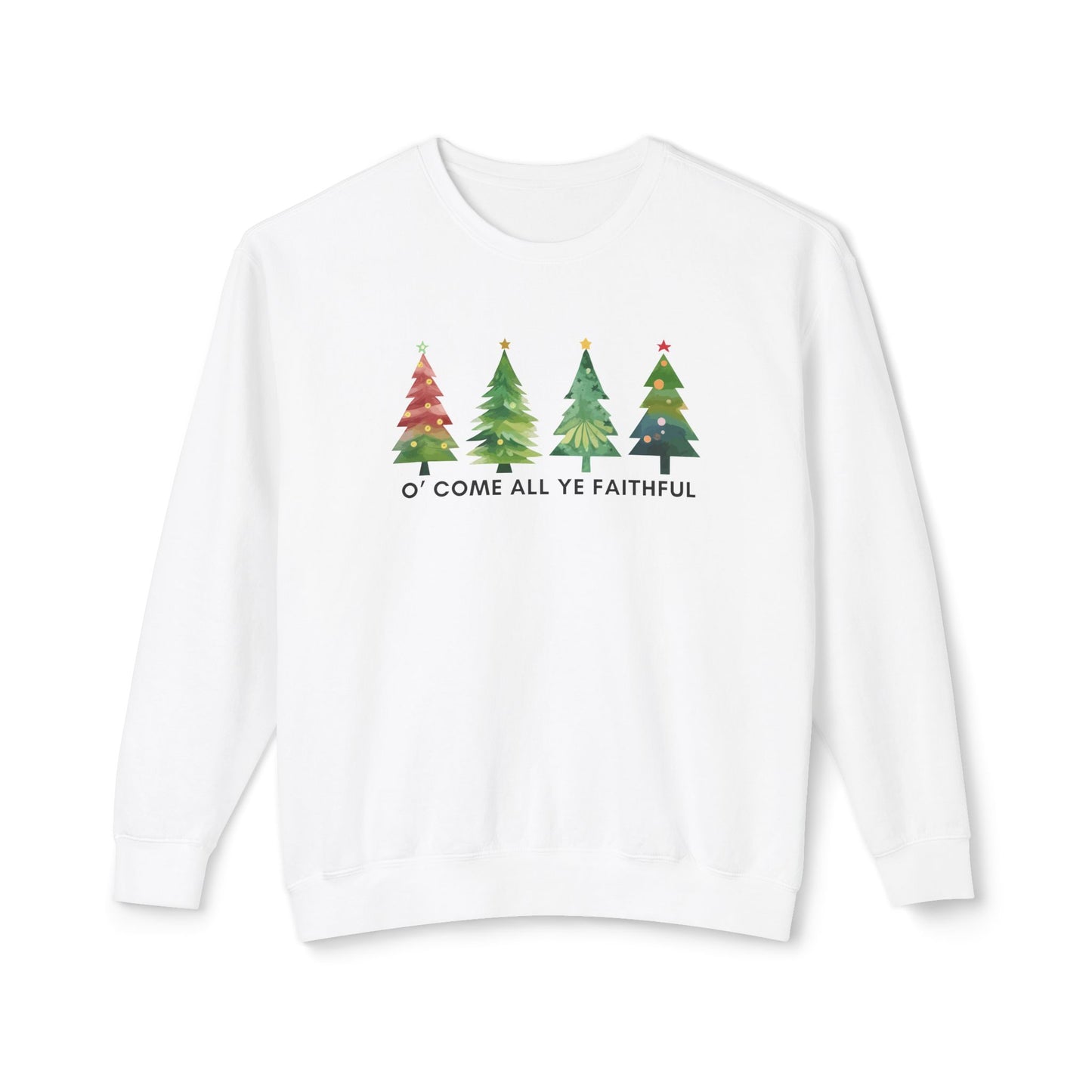 Christmas Tree Unisex Lightweight Crewneck Sweatshirt - O' Come All Ye Faithful