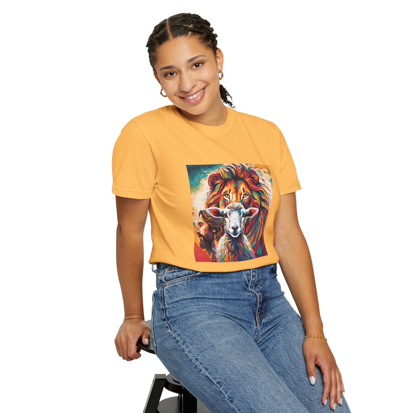 Jesus, Lion, & Lamb Unisex Garment-Dyed T-shirt