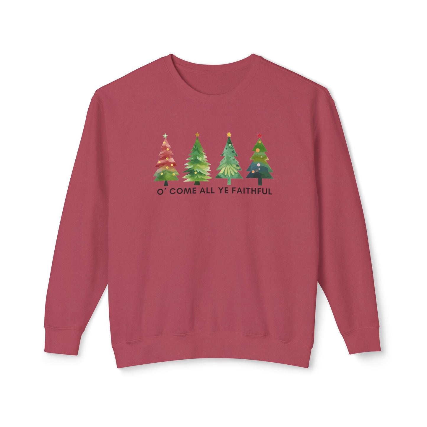 Christmas Tree Unisex Lightweight Crewneck Sweatshirt - O' Come All Ye Faithful